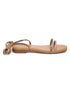 GNIST Beige Embellished Tie up Flat Sandal
